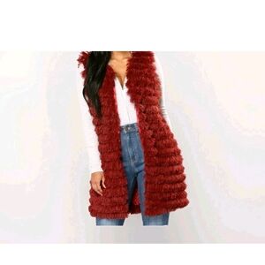 Fashion Nova Burgundy Faux Fur Vest NEW